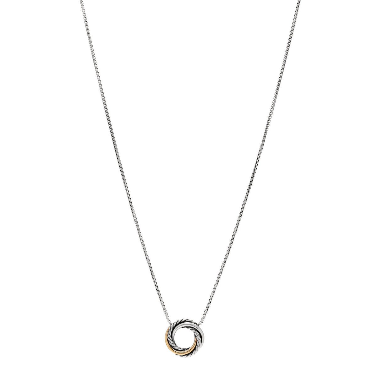 Sterling Silver 18K Yellow Gold 14.5mm Crossover Pendant Necklace