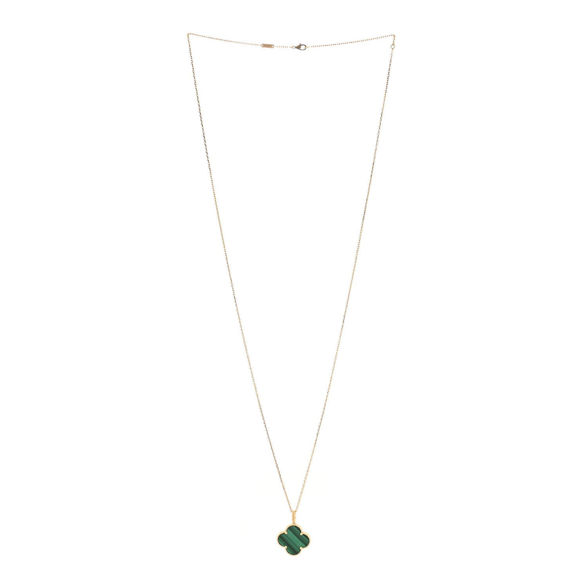 18K Yellow Gold Malachite Magic Alhambra Pendant Necklace