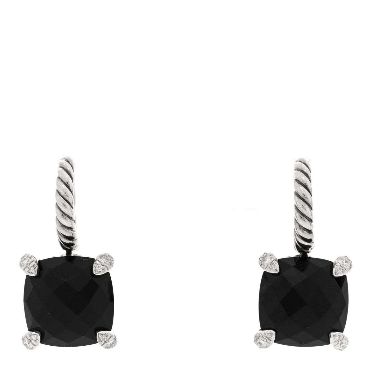 Sterling Silver Diamond Black Onyx Chatelaine Drop Earrings