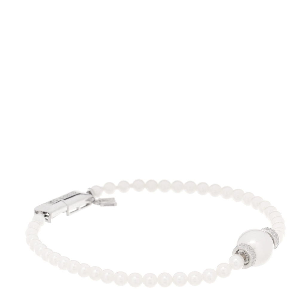 18K White Gold Diamond Akoya Cultured Pearl 9.5mm Bracelet