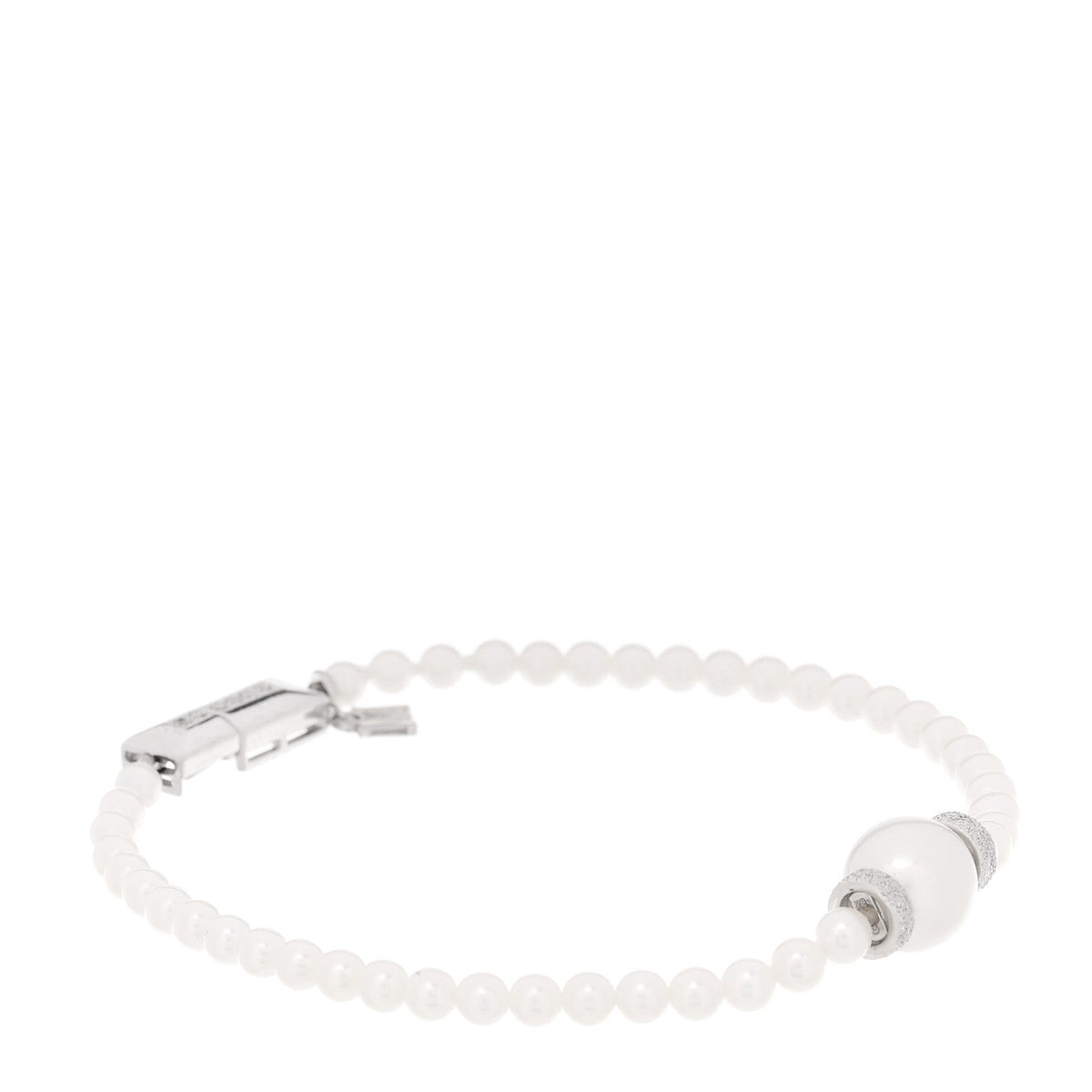 18K White Gold Diamond Akoya Cultured Pearl 9.5mm Bracelet
