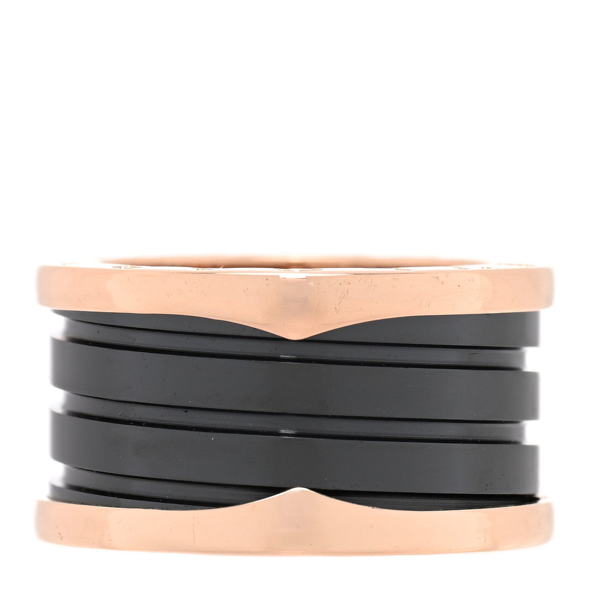 18K Rose Gold Black Ceramic B.Zero1 Four-Band Ring 53 6.25