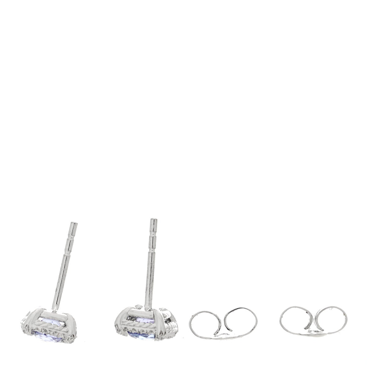 18K White Gold Diamond Tanzanite 5mm Chatelaine Bezel Stud Earrings