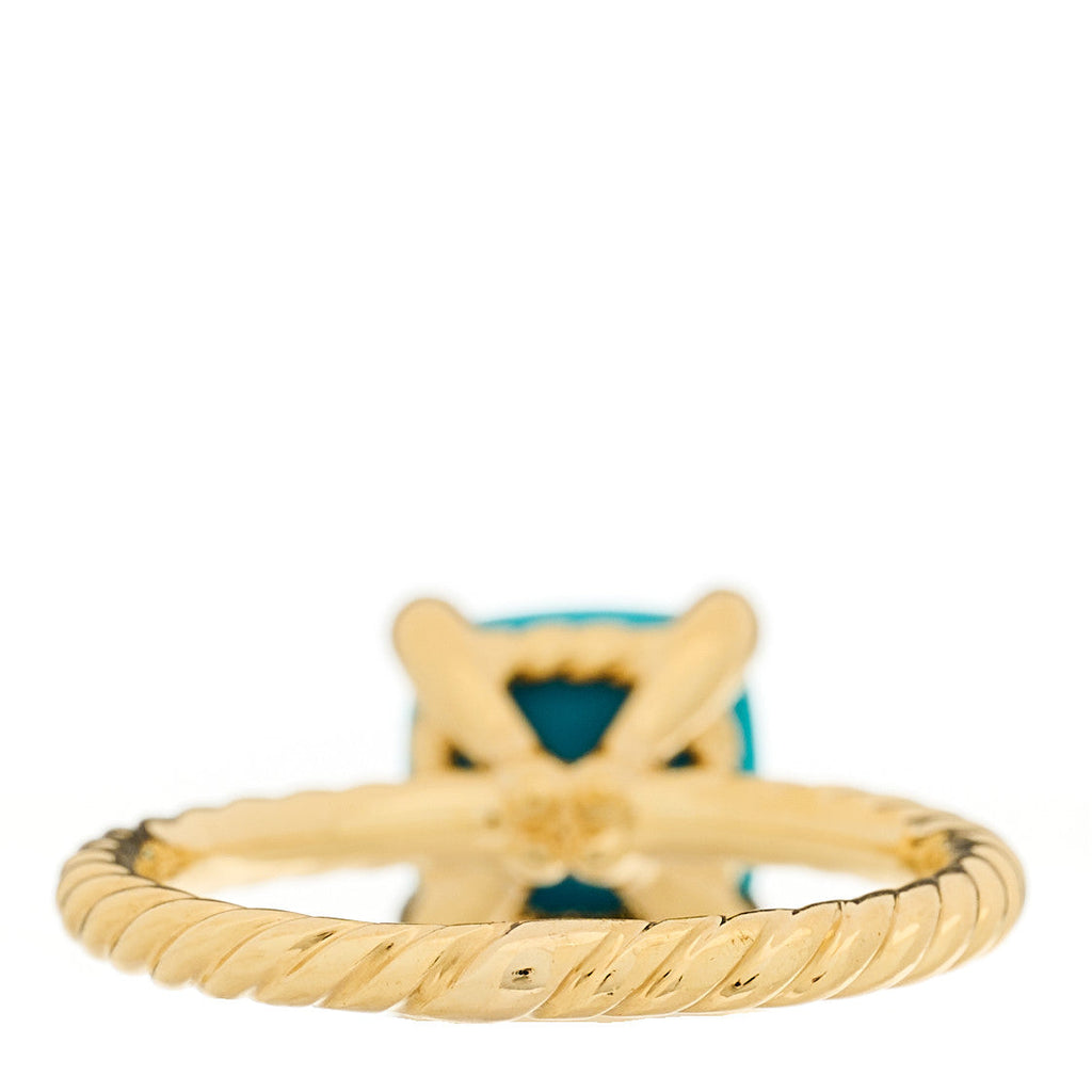 18K Yellow Gold Diamond Turquoise 7mm Chatelaine Ring 46 3.75