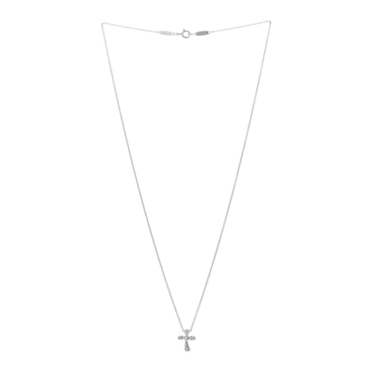 Platinum Diamond 9mm Elsa Peretti Cross Pendant Necklace
