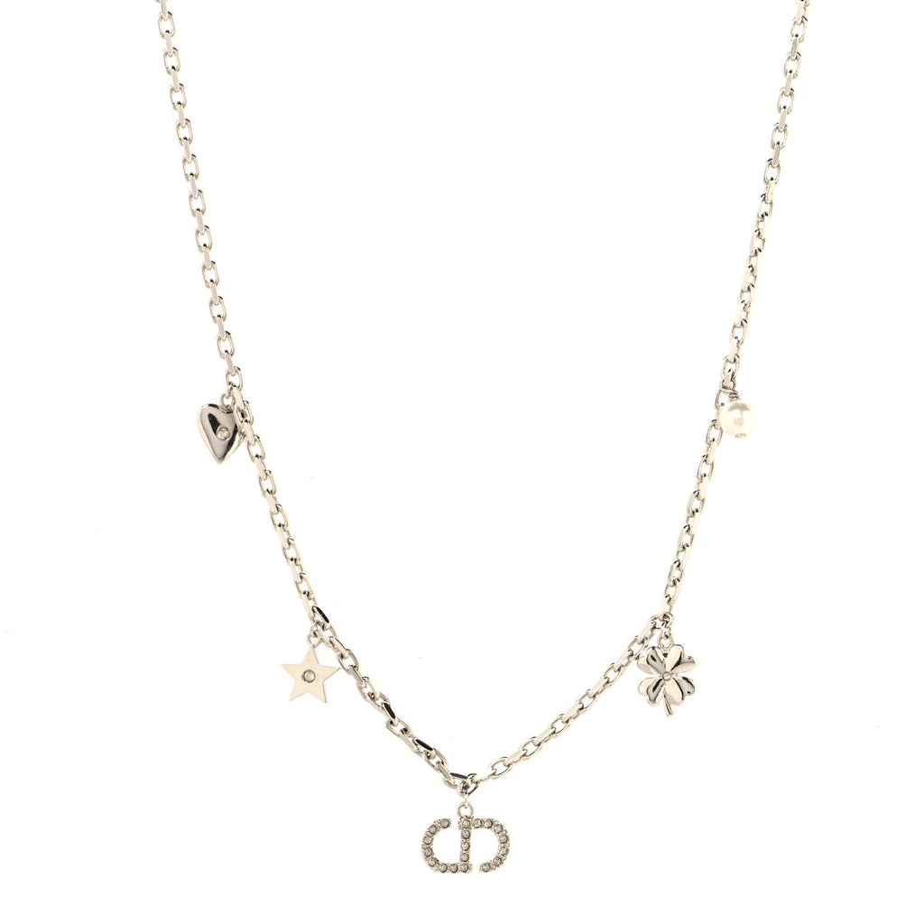 Crystal Petit CD Lucky Charms Necklace Silver
